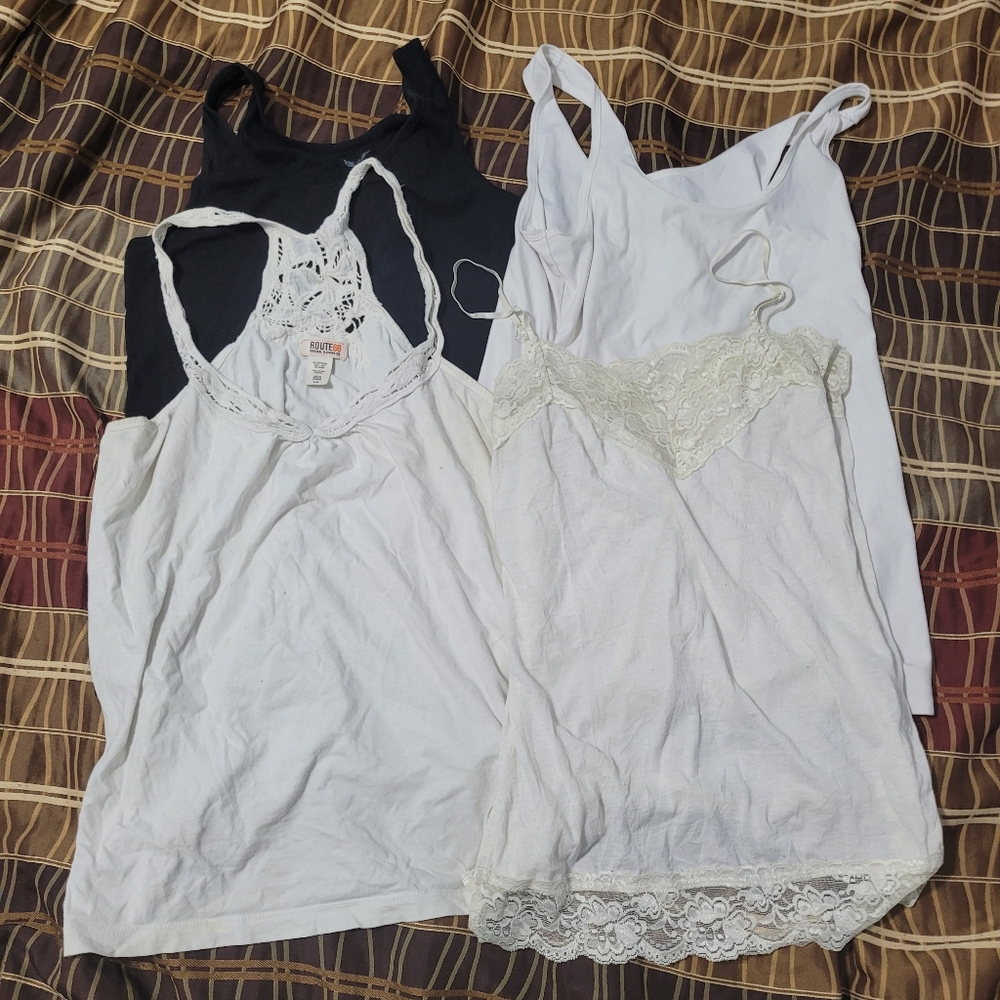 Bundle Of 4 White and Black Tank Tops And Cami Set- Faded Glory, No Boundaries